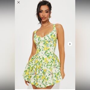 Floral Lemon Print Dress